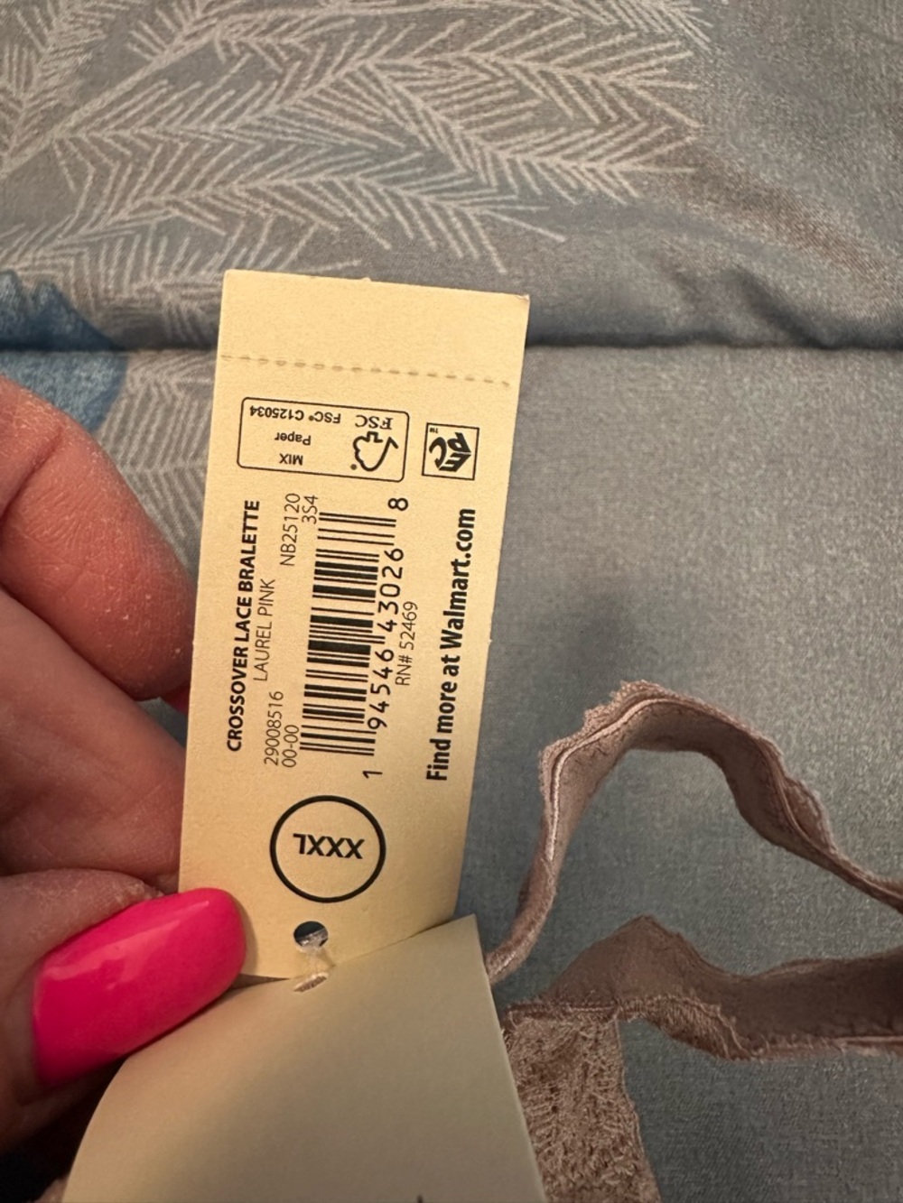 NWTS No Boundaries Crossover Lace Bralette - Lt. Mauve sz XXXL - Picture 7 of 8